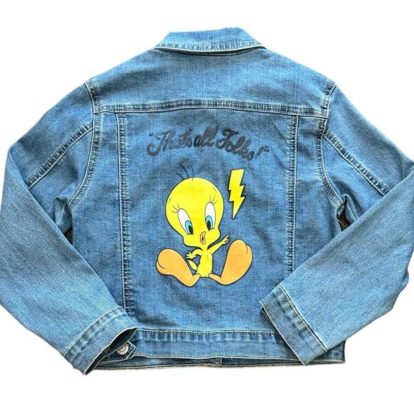 Looney Tunes Kids Tweety Bird Denim Jacket Medium 7/8 - Picture 1 of 3